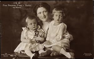 Ansichtskarte / Postkarte Frau Prinzessin Franz von Bayern mit Kinder, Isabella von Croÿ, Portrait