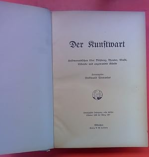 Bild des Verkufers fr Der Kunstwart - Halbmonatschau ber Dichtung, Theater, Musik, bildende und angewandte Knste. Zwanzigster Jahrgang, erste Hlfte (XX,1) / Oktober 1906 - Mrz 1907. zum Verkauf von biblion2