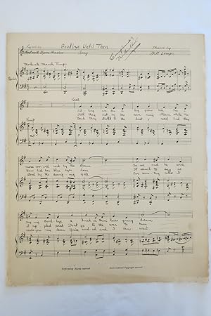 Imagen del vendedor de GOODBYE UNTIL THEN (SHEET MUSIC) (Original Handwritten Sheet Music by Christian Science Author, Compliments of the Author) a la venta por Sage Rare & Collectible Books, IOBA