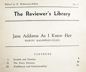 Jane Addams As I Knew Her / The Reviewer's Library No.7