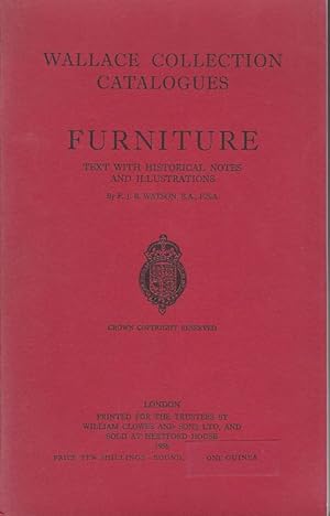 Bild des Verkufers fr Wallace Collection Catalogues: Furniture. Test with historical Notes and Illustrations. zum Verkauf von Fundus-Online GbR Borkert Schwarz Zerfa