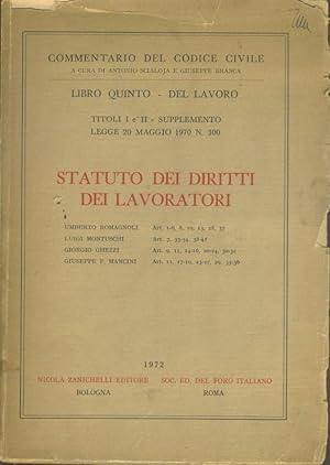 Immagine del venditore per Statuto dei diritti dei lavoratori. Libro quinto venduto da librisaggi