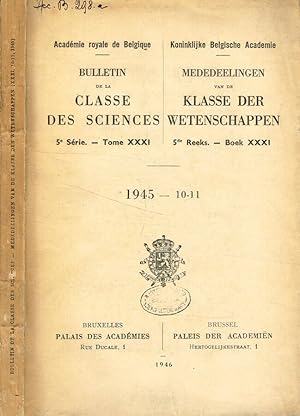 Bild des Verkufers fr Bulletin de la classe des sciences. 5e serie, tome XXXI, fasc.10/11, 1945 zum Verkauf von Biblioteca di Babele