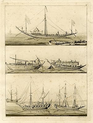 Antique Print-BOATS-SAILING SHIPS-INDIA-PL.XLVIII.-Ferrario-Zancon-c.1827