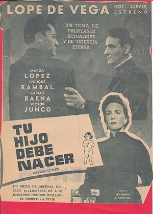 TU HIJO DEBE NACER. Publicidad original de Prensa - Cine Mexicano