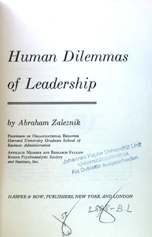 Immagine del venditore per Human Dilemmas of Leadership; venduto da books4less (Versandantiquariat Petra Gros GmbH & Co. KG)