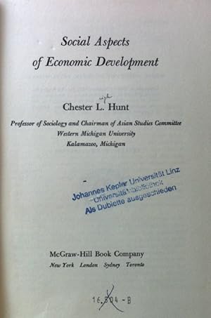 Seller image for Social Aspects of Economic Development; McGraw-Hill Series in International Development; for sale by books4less (Versandantiquariat Petra Gros GmbH & Co. KG)