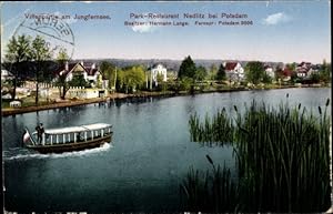 Bild des Verkufers fr Ansichtskarte / Postkarte Nedlitz Potsdam in Brandenburg, Villen am Jungfernsee, Boot, Restaurant Nedlitz - Inh.: Hermann Lange zum Verkauf von akpool GmbH