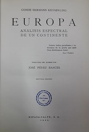Imagen del vendedor de EUROPA. ANLISIS ESPECTRAL DE UN CONTINENTE a la venta por LIBRERIA ANTICUARIO BELLVER MADRID