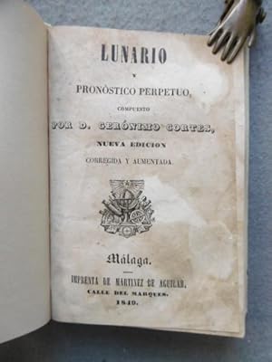 Seller image for LUNARIO Y PRONSTICO PERPETUO. for sale by Auca Llibres Antics / Yara Prez Jorques