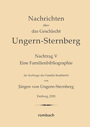 Seller image for Nachrichten ber das Geschlecht Ungern-Sternberg. Nachtrag V for sale by Rheinberg-Buch Andreas Meier eK