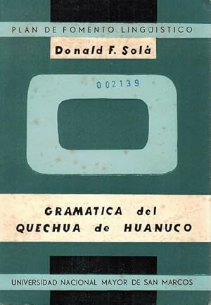 Bild des Verkufers fr Gramtica del quechua de Hunuco. zum Verkauf von La Librera, Iberoamerikan. Buchhandlung