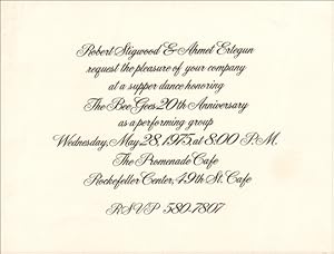 Seller image for Invitation to a Supper Dance Honoring The Bee Gees 20th Anniversary as a Performing Group for sale by Specific Object / David Platzker