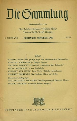 Bild des Verkufers fr Die Sammlung. 2. Jahrgang, Oktober 1946, Heft 1. zum Verkauf von Online-Buchversand  Die Eule