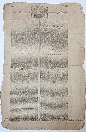 [Newspaper/Krant 1739] s Gravenhaegse Woensdaegse Courant 16 September 1739, 1p.
