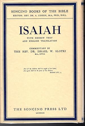 Seller image for Isaiah with Hebrew Text and English Translation (The Soncino Books of the Bible: for sale by Dorley House Books, Inc.