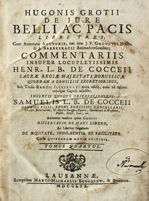 Bild des Verkufers fr DE JURE BELLI AC PACIS LIBRI TRES. [Volume IV] zum Verkauf von Livraria Castro e Silva