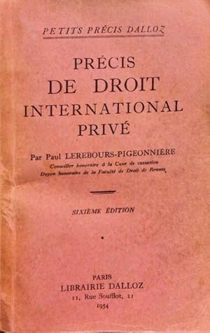 PRÉCIS DE DROIT INTERNATIONAL PRIVÉ.