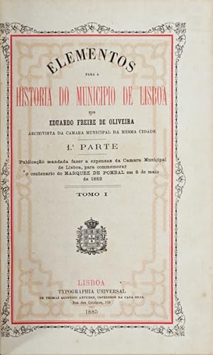 ELEMENTOS PARA A HISTORIA DO MUNICIPIO DE LISBOA.