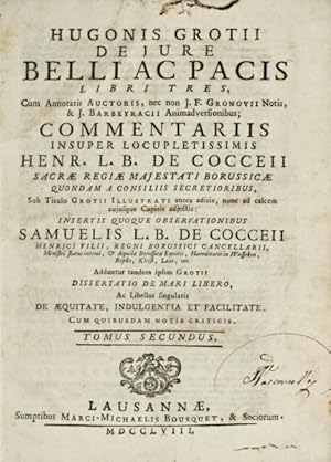 Bild des Verkufers fr DE JURE BELLI AC PACIS LIBRI TRES. [Volume II] zum Verkauf von Livraria Castro e Silva