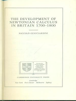 Image du vendeur pour The development of newtonian calculus in Britain 1700-1800 mis en vente par Miliardi di Parole