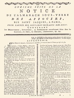 Image du vendeur pour Notice historique de l'Almanach sous verre mis en vente par LIBRAIRIE CHAMONAL