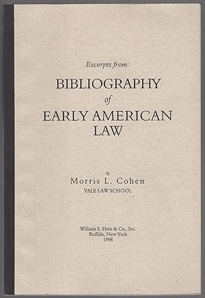 Bild des Verkufers fr Bibliography of Early American Law zum Verkauf von Between the Covers-Rare Books, Inc. ABAA