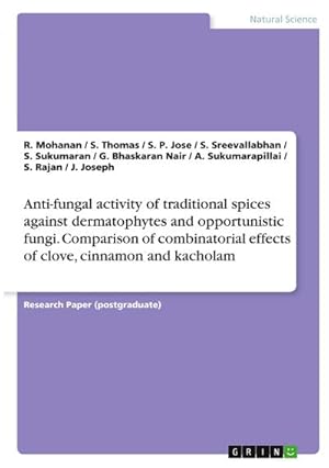 Bild des Verkufers fr Anti-fungal activity of traditional spices against dermatophytes and opportunistic fungi. Comparison of combinatorial effects of clove, cinnamon and kacholam zum Verkauf von AHA-BUCH GmbH