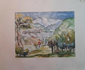 Qualtitätsvolles Aquarell "Caslano/Tessin"