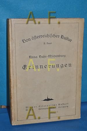 Imagen del vendedor de Anna Bahr-Mildenburg : Erinnerungen a la venta por Antiquarische Fundgrube e.U.