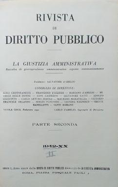 Rivista di Diritto Pubblico. La Giustizia Amministrativa, parte seconda 1942