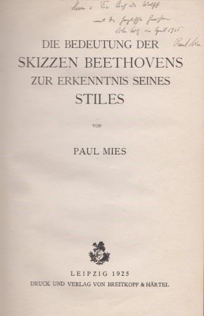 Die Bedeutung der Skizzen Beethovens zur Erkenntnis seines Stiles.