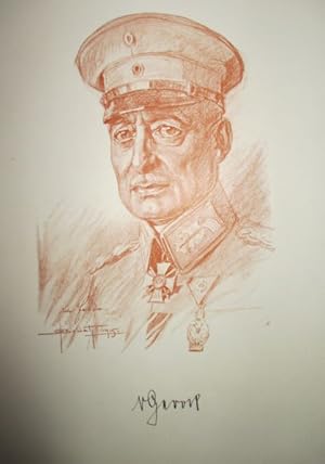 Seller image for Portrt. Brustbild in der Uniform als "Oberstleutnant", darunter faksimilierte Unterschrift. Autotypie/Farbdruck nach einer Rtelzeichnung von Oskar Brch (1869-1943), Format: 37,0 x 28,5 cm, 1915. for sale by Antiquariat Michael Eschmann