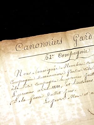 Genuine Napoleonic manuscript about Canonniers gardes-côtes