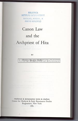 Bild des Verkufers fr Canon Law ant the Archpriest of Hita. zum Verkauf von Llibreria Antiquria Delstres