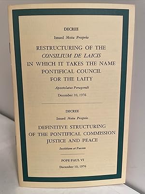 Decree Issued Motu Proprio Restructuring of the Consilium De Laicis in Which it Takes the Name Po...