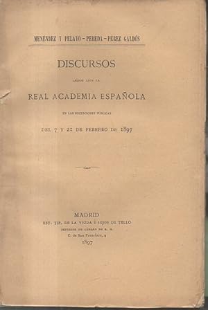 Seller image for DISCURSOS LEIDOS ANTE LA REAL ACADEMIA ESPAOLA EN LAS RECEPCIONES PUBLICAS DEL 7 Y 21 DE FEBRERO DE 1897. for sale by Librera Javier Fernndez