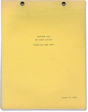 Bild des Verkufers fr Since You Went Away (Original post-production Spotting List screenplay for the 1944 film) zum Verkauf von Royal Books, Inc., ABAA