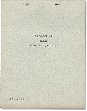 Seller image for The Paradine Case (Original Post-production Trailer Dialogue Cutting Continuity script for the 1947 film) for sale by Royal Books, Inc., ABAA