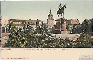 AK Darmstadt. Denkmal Ludwigs IV., neues Museum u. Hoftheater. ca. 1913