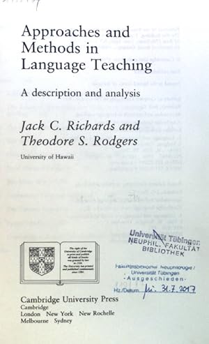 Seller image for Approaches and Methods in Language Teaching: A Description and Analysis; Cambridge Language Teaching Library; for sale by books4less (Versandantiquariat Petra Gros GmbH & Co. KG)