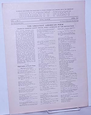 Seller image for Humanity First. Vol. 1 no. 4 (April 1921) for sale by Bolerium Books Inc.