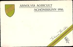 Studentika Ansichtskarte / Postkarte Absolvia Agricult Schönbrunn 1916