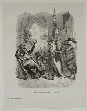 Bild des Verkufers fr Gravure d'aprs J.-J. Grandville tire de "Scnes de la vie prive et publique des animaux" (1853) : Les Animaux mdecins zum Verkauf von Abraxas-libris