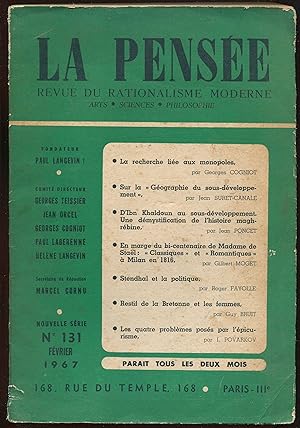 Seller image for La pense. Revue du rationalisme moderne Nouvelle srie, n131, fvrier 1967 for sale by LibrairieLaLettre2