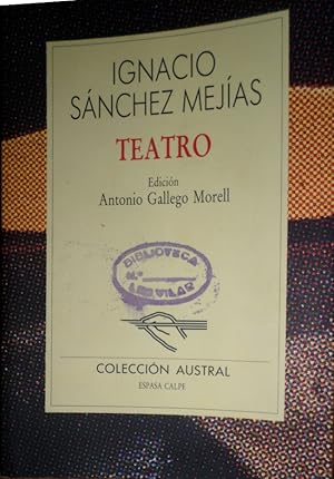 Seller image for Teatro. Edicin de Antonio Gallego Morell. for sale by Librera Anticuaria Antonio Mateos