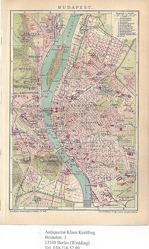 Budapest. 1 alter Orig.- Stadtplan