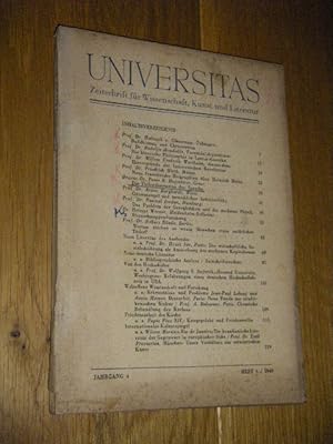Bild des Verkufers fr Universitas. Zeitschrift fr Wissenschaft, Kunst und Literatur. Heft 1, 1949, 4. Jahrgang zum Verkauf von Versandantiquariat Rainer Kocherscheidt