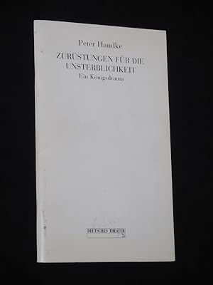 Imagen del vendedor de Programmheft Deutsches Theater Berlin 1996/97. ZURSTUNGEN FR DIE UNSTERBLICHKEIT von Peter Handke. Insz.: Jrgen Gosch, Bhnenbild/ Kostme: Johannes Schtz. Mit Otto Mellies, Claudia Geisler, Bettina Kurth, Fritz Schediwy, Horst Lebinsky, Thomas Dannemann, Stephan Grossmann, Lars Eidinger, Naomi Krauss, Erhard Marggraf a la venta por Fast alles Theater! Antiquariat fr die darstellenden Knste