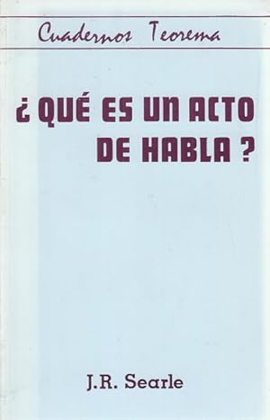 Immagine del venditore per QU ES UN ACTO DE HABLA? venduto da Librera Vobiscum